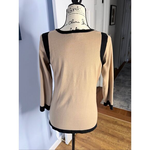 The Limited Women's Size Medium 3/4 Sleeve Black Tan Chevron Print Blouse Top - Picture 7 of 7